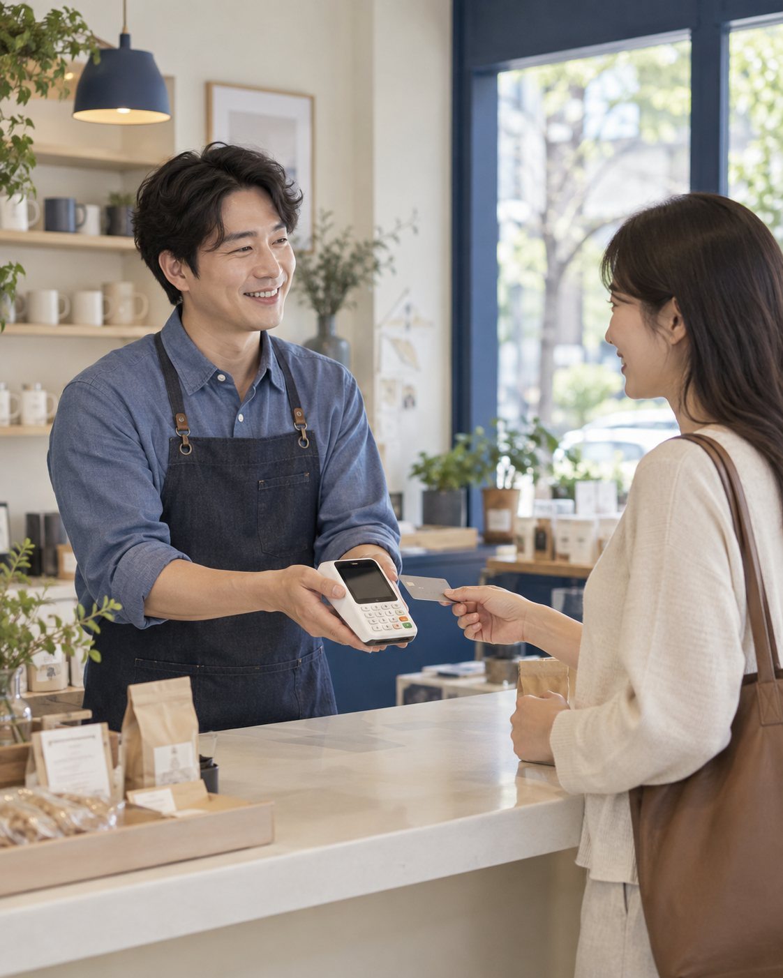 카운터에서 고객의 결제를 안내하는 운영자 — 온라인 PG결제 개통 일정개통 일정, 날짜가 코앞이신가요? 연락 주시면 빠르면 당일, 늦어도 익일로 맞춰 봅니다.